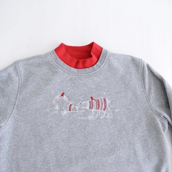 Vintage Grey Polar Bear Winter Mockneck Sweater - Picture 9 of 11